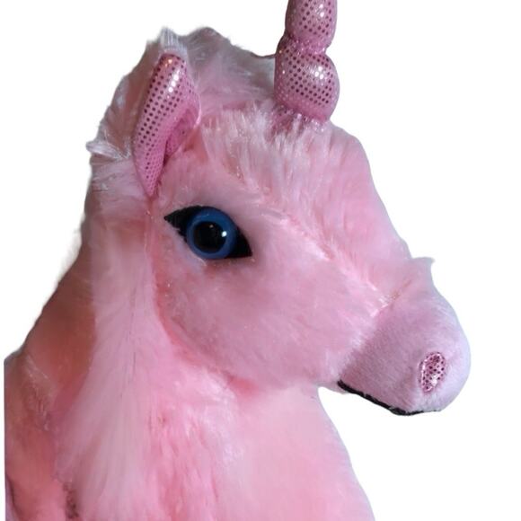Funzone Unicorn Backpack Pegasus Pink Stuffed Plush 19” Sparkly Bag Glitter NWT - Picture 3 of 7